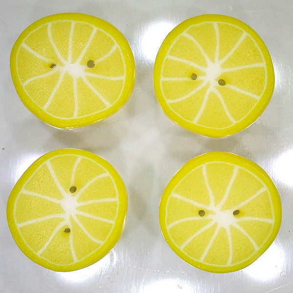 Lemon Citrus Slices - handmade polymer clay buttons
