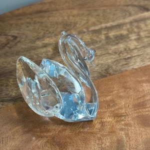 Vintage Swarovski Crystal Swan Figurine – Small 4cm – Clear Faceted Glass Animal – Pre-1988 Unmarked – (approx 4cm,38g)