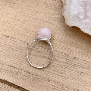 Rose Quartz Ring, Rosequartz Jewelry, Bead Ring, Crystal Jewelry, Crystal Rings, Wire Wrapped Ring, Pink Rose Quartz Wire Wrap