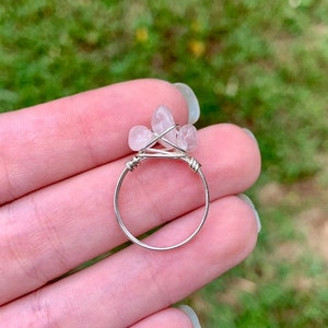 Wire Wrapped Rose Quartz Ring, Rosequartz Crystal Jewelry Rings, Pink Stone Wire Wrap Ring, Boho Ring, Hippie