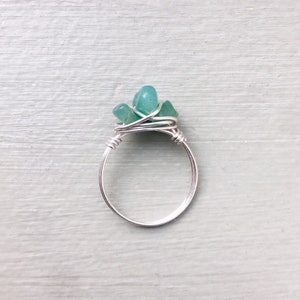 Green Aventurine Ring, Aventurine Jewelry, Green Bead Ring, Crystal Rings, Wire Wrapped Ring, Aventurine Wire Wrap, Green Crystal Jewelry