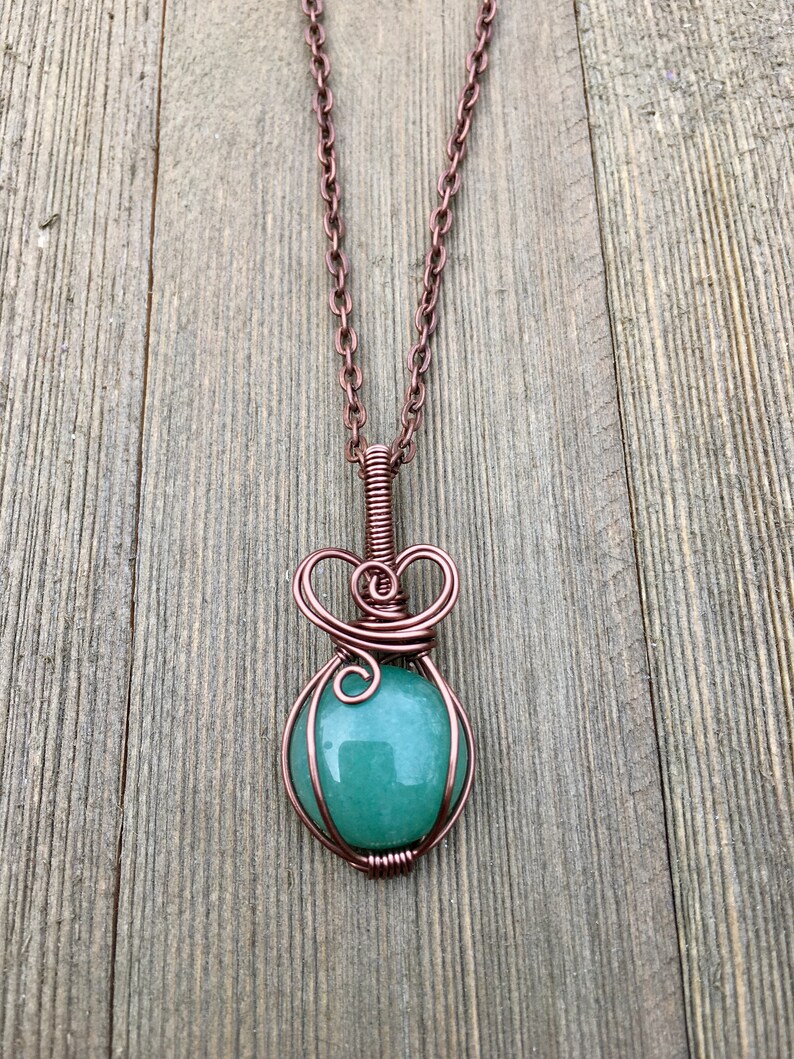 Green Aventurine Jewelry Jade Green Wire Wrapped Jewelry Miniature Green Aventurine Necklace Pendant Wire Wrapped Aventurine