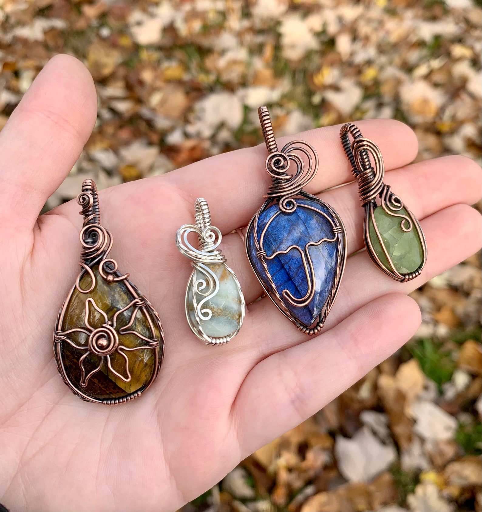 Green Jadeide Copper Necklace Green Jade Jewelry Small Wire Etsy