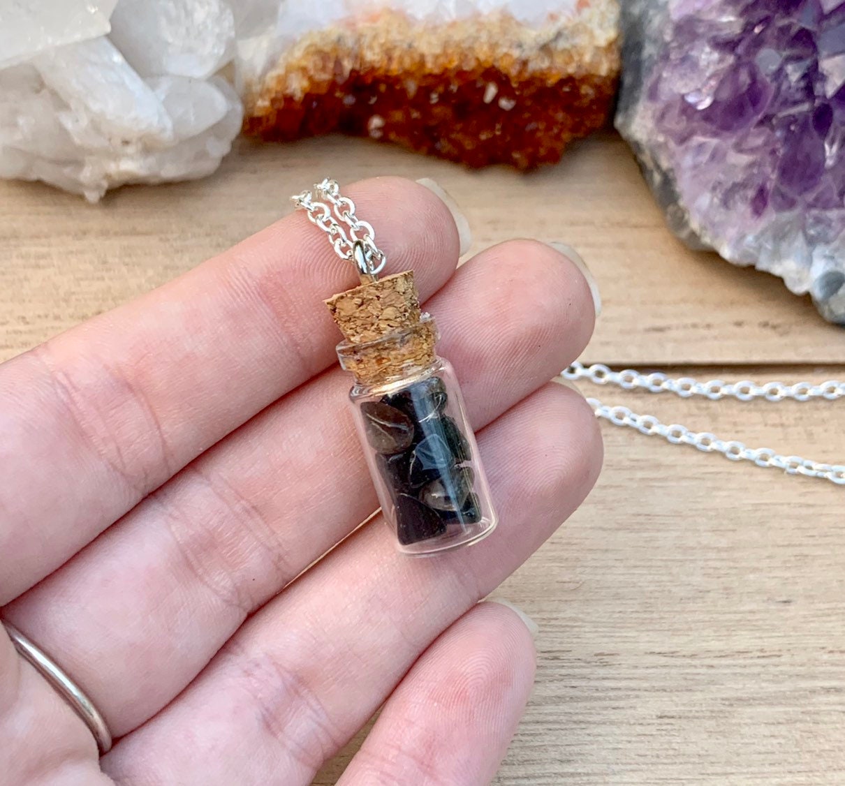 Black Onyx Crystal Necklace Black Gemstone Necklace Onyx Etsy