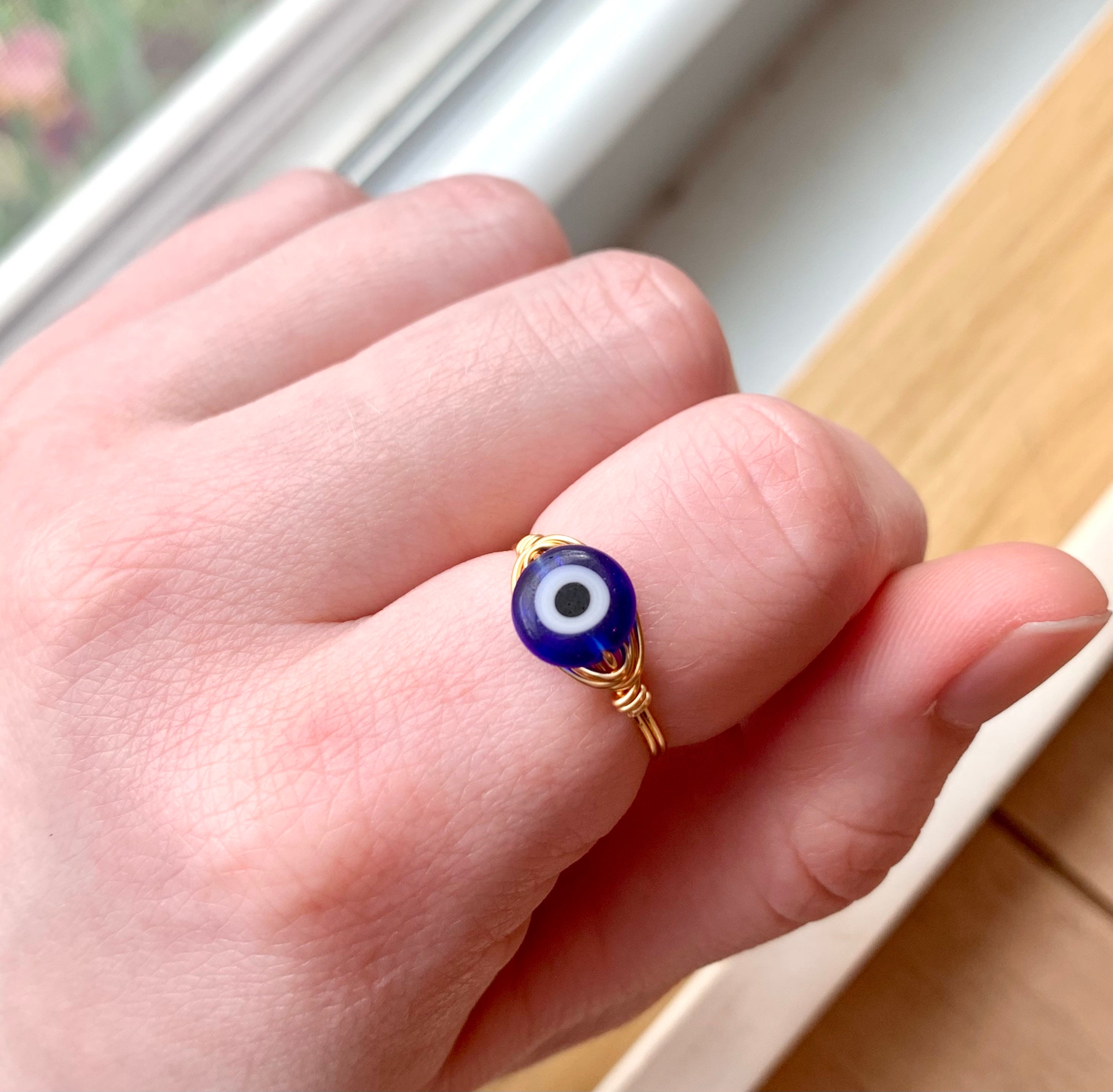 Glass Evil Eye Rings — Wicked Wire Crafts