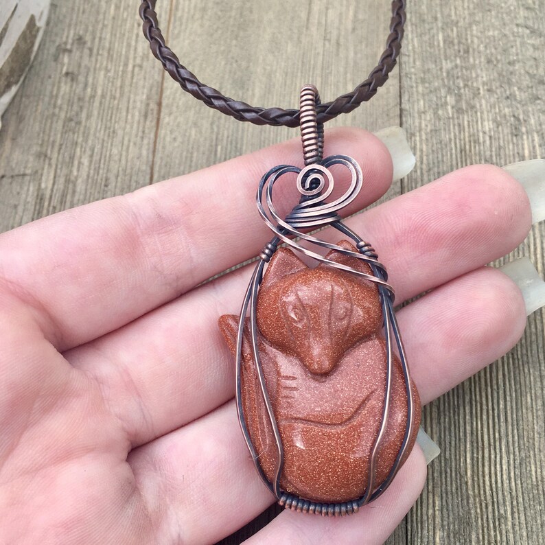 Fox Necklace Fox Jewelry Therian Necklace Wire Wrapped Fox Copper Wire Wrapped Jasper Necklace Jasper Fox Wire Pendant Crystal Jewelry