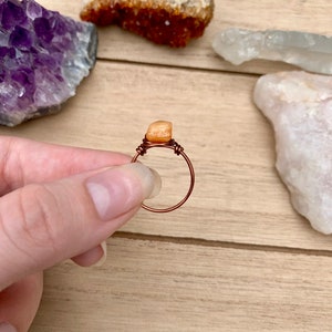 Wire Wrapped Orange Ring, Agate Jewelry, Orange Bead Ring, Crystal Jewelry, Crystal Rings, Orange Stone Agate Wire Wrap, Boho Rings