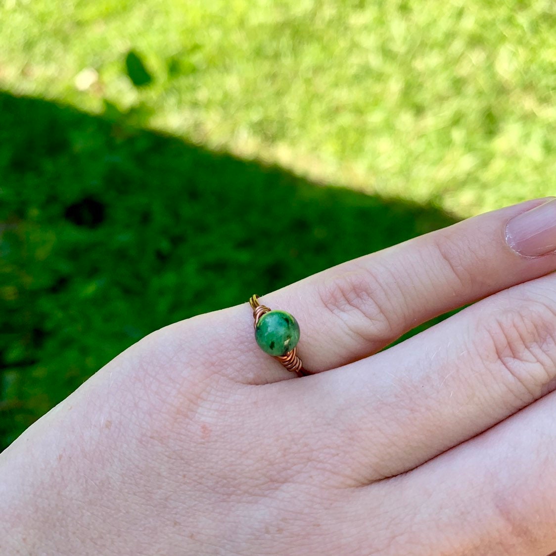 Mini Green Ruby Zoisite Ring Green Gemstone Bead Ring | Etsy