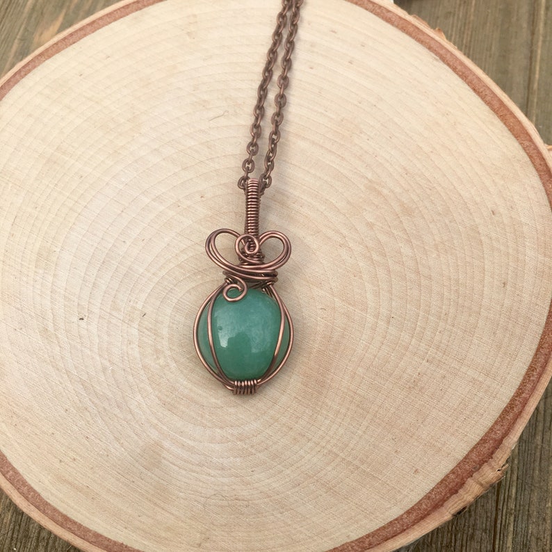 Green Aventurine Jewelry Jade Green Wire Wrapped Jewelry Miniature Green Aventurine Necklace Pendant Wire Wrapped Aventurine