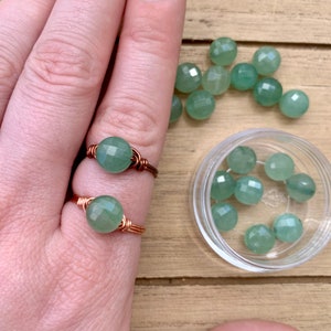 Small Green Aventurine Ring, Aventurine Jewelry, Green Bead Ring, Crystal Rings, Wire Wrapped Ring, Aventurine Wire Wrap, Green Gemstone