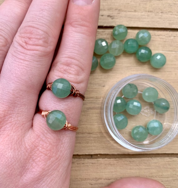 Perle Verte Bague Or Pierre Verte Petite Bague D'aventurine Verte