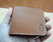 Handmade Amber Leather Bifold Wallet: Italian Veg-Tan Card Holder READY TO POST