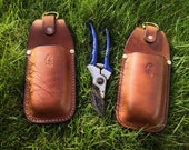 Garden Holster for Secateurs, Pruners or Pruning Saw - tough and long-lasting, hand made in the Uk from British leather