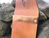 Billhook Sheath / Holster - copper opening - hand made in the UK using British leather