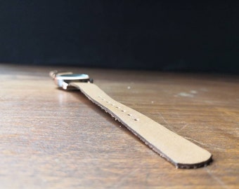 Leather watch strap in one piece - British Oak Bark Tanned Leather