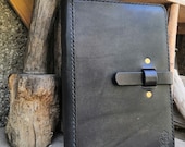 A4, A5 or A6 Luxury British Oak Bark Tanned Leather Notebook Cover with Closure Strap and Bookmark. Built to last. Refillable.