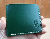 Handmade Green Leather Bifold Wallet: Italian Veg-Tan, 5 Pocket READY TO POST
