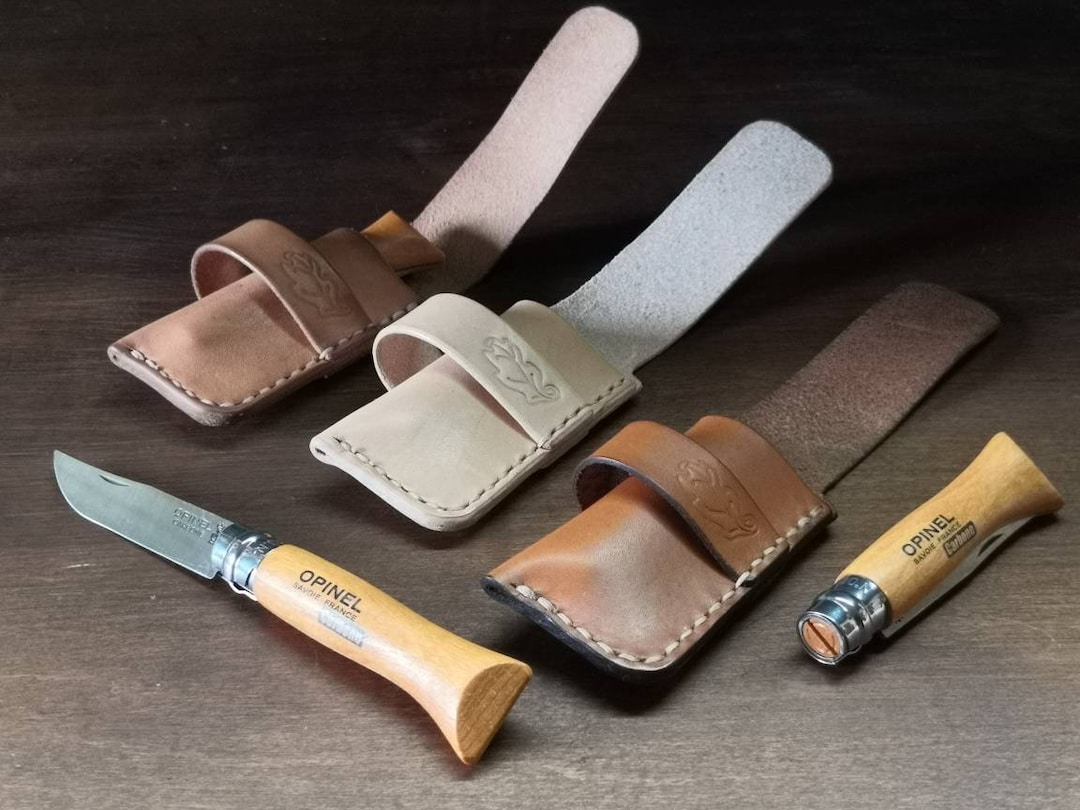 Opinel No 6 Knife Pouch/sheath Sideways Belt Attachment Natural