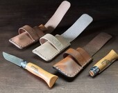 Opinel No 6 Knife Pouch/Sheath - Sideways belt attachment - Natural European Leather - Made to Order