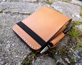 Small Rite in the Rain Notepad Cover MADE TO ORDER with pen loop, extra pocket and elastic strap - British Leather 3"x5"