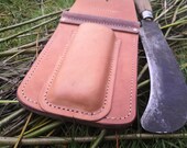 Handmade British Leather Billhook Sheath with Saw Pouch