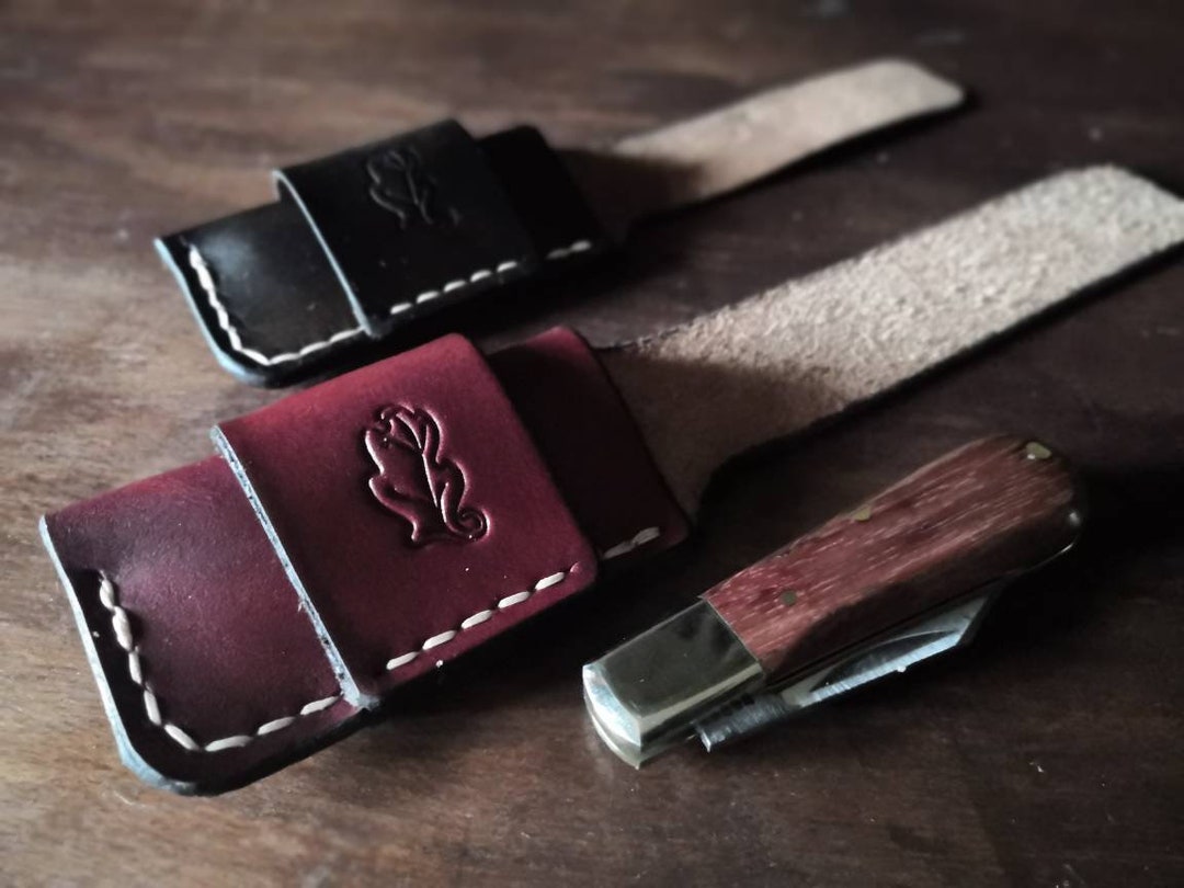 Folding Knife Pouch/sheath Sideways Belt Attachment Natural British