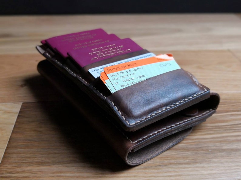 Leather Travel Wallet for Passports ID Cards Currency and Etsy UK