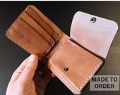 Leather Bifold Wallet for cards, coins and notes - 6 pockets