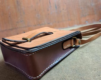 Small Shoulder Bag handmade from British veg-tanned leather - READY TO POST