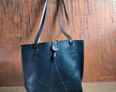 Blue Italian Leather Tote Bag: Veg-Tanned Wrinkled Effect READY TO POST