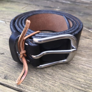 Oak Bark Leather Belt - Natural, Solid, British and Hand-stitched with Brass or Stainless Steel Buckle. Various colours. MADE TO ORDER