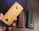 Handmade British Leather Key Wallet: Pocket Organizer for 4 Keys