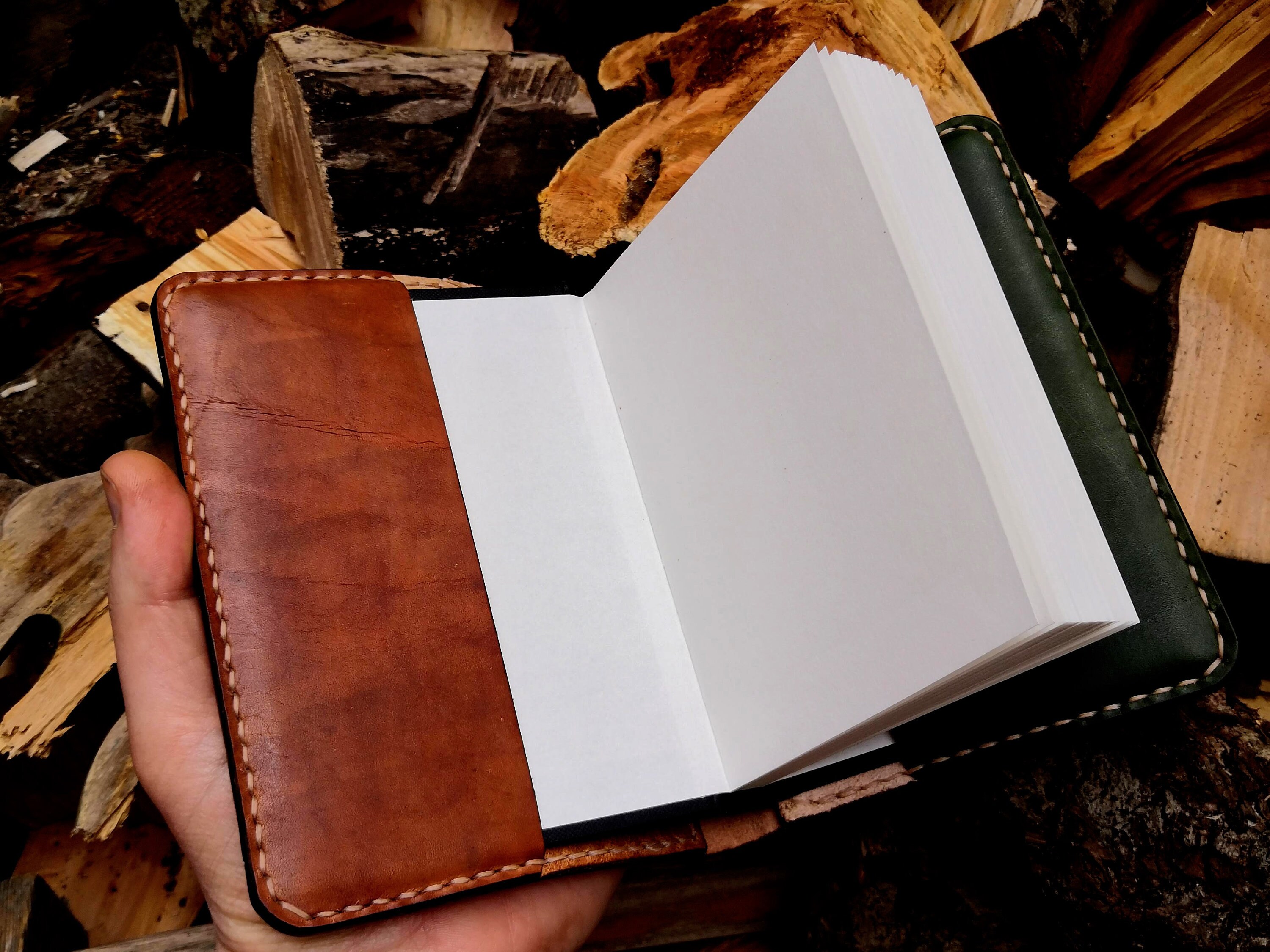 A6 Leather Notebook with Patchwork Cover READY TO POST Etsy