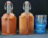 Leather bottle cover for water, gin, wine, spirits. Hip flask. 200ml READY TO POST