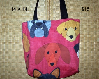 Dogs on Red Tote