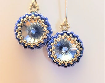 Bezeled Swarovski Rivoli earrings