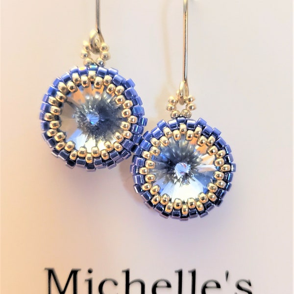 Bezeled Swarovski Rivoli earrings