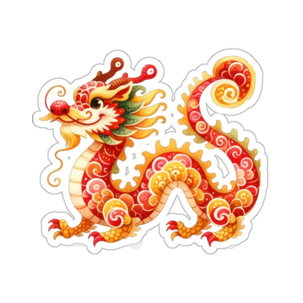 Fantasy Chinese New Year Dragon Lover Sticker, Dragon Lover Gift, Cute Sticker