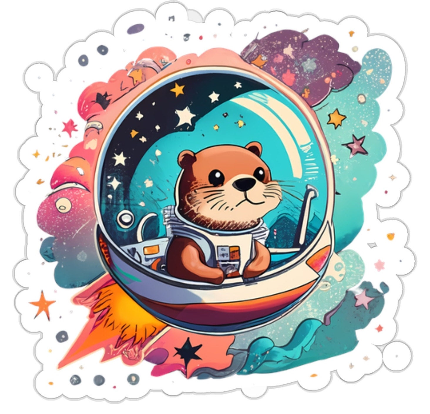 Otter Space Sticker, Cute Astronaut Otter Vinyl Decal, Otter Space Pun Art  , Laptop, Water Bottle, and Car Sticker, Whimsical Decor 