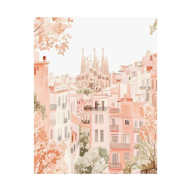Watercolor Sagrada Familia Barcelona Spain Travel Print Museum Grade