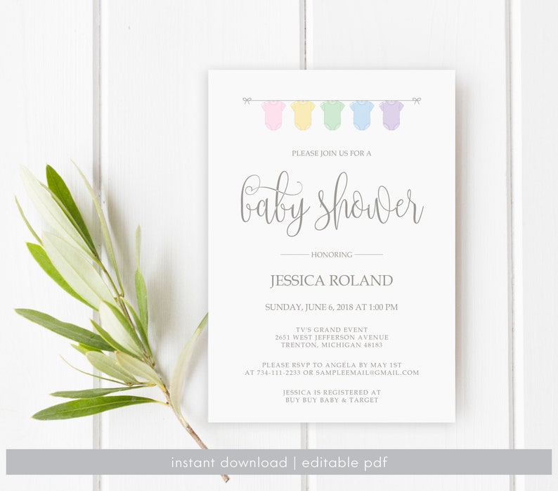 Baby Shower Invitation Printable Gender Neutral PDF Baby - Etsy