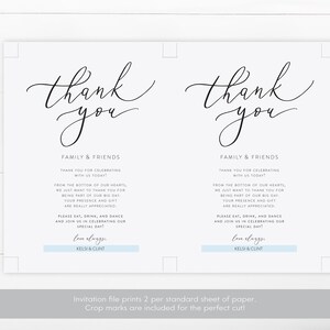 Wedding Thank You Note Template, Wedding Table Thank You, Editable Thank You Card, Reception Thank You Cards, DIY, Guest Thank You, image 2