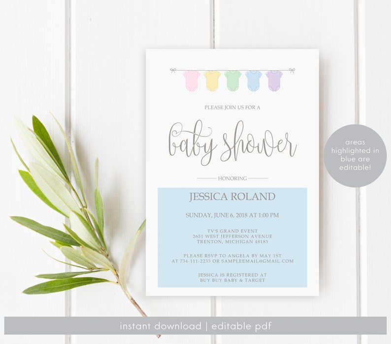 Baby Shower Invitation Printable Gender Neutral PDF Baby - Etsy