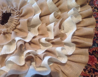 52" Hand sewn Ruffled Burlap Christmas Tree Skirt