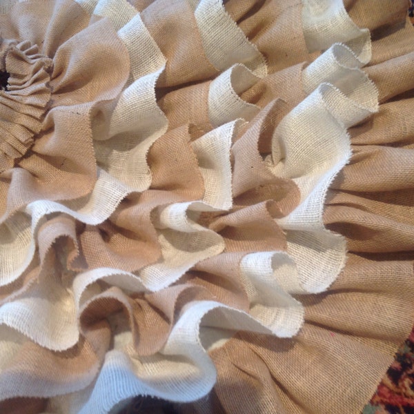 52" Hand sewn Ruffled Burlap Christmas Tree Skirt