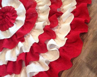 52" Hand Sewn Candy Cane Tree Skirt