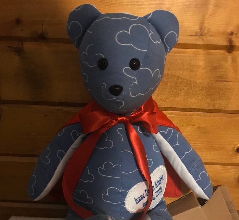 memory bear, 15 handmade keepsake bear, stuffed teddy bear, baby shower gift, keepsake plushie, remembrance bear, custom keepsake bear image 2