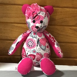 memory bear, 15 handmade keepsake bear, stuffed teddy bear, baby shower gift, keepsake plushie, remembrance bear, custom keepsake bear image 1