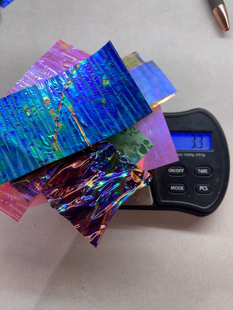 Fusion Film Funky & Chunky Iridescent film, Fusion Film, Faux Dichroic, opalescent film, Knife inlay, Resin Art image 2