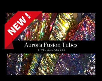 3D Aurora Fusion Tubes Rectangular , faux dichroic, aurora inlay, jewelry inlay, iridescent inlay, turning inlay, lure inlay, resin art